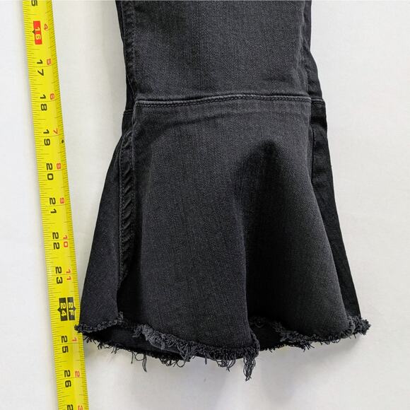 Mother Jeans Cha Cha Fray Women 29 Black Not Guilty Raw Hem 1113-180 Flare - Picture 9 of 13